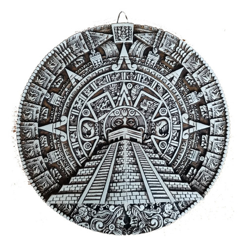 Calendario Azteca Con Piramide Kukulkan Arte En Resina 23 Cm