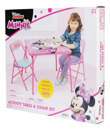 Set Disney Minnie Mouse Mesa Plegable Con 2 Sillas / J Rosa Pálido