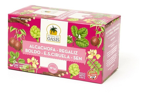 Té Oasis Mezcla De Hierbas N14 Laxante Suave X 25 Saquitos