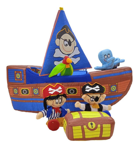 Juguete Muñecos Set Barco Pirata Para Niños