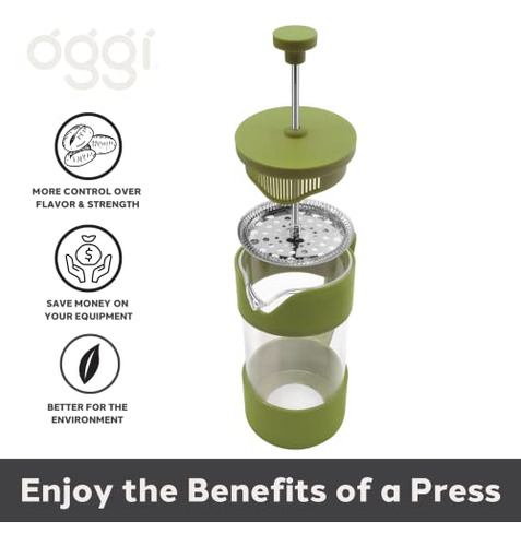 Cafetera Oggi French Press (12 Oz) - Vidrio De Borosilicato,