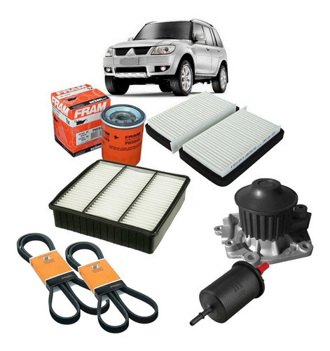 Kit Revisão Filtro Pajero Tr4 Flex 2012 Poly V Bomba D'água