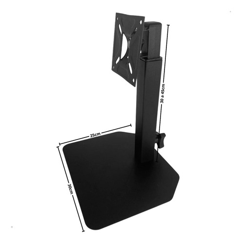 Suporte Para Monitor Base De Mesa Elevado Com Ajuste De Altura Inclinavel Elevador Torre 14 A 32 Polegadas - Preto