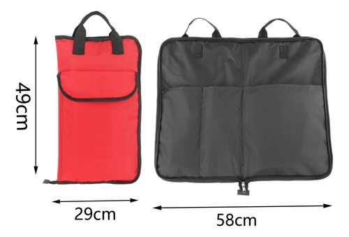 Drum Stick Gig Bag Resistente Al Agua Rojo Puesto 24 Palos