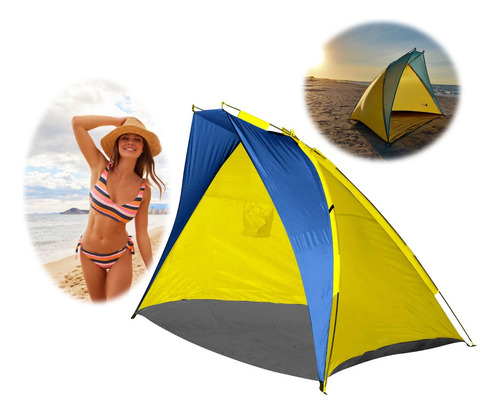 Carpa Playa Toldo Camping Portatil Casa Campaña Acampar Azul