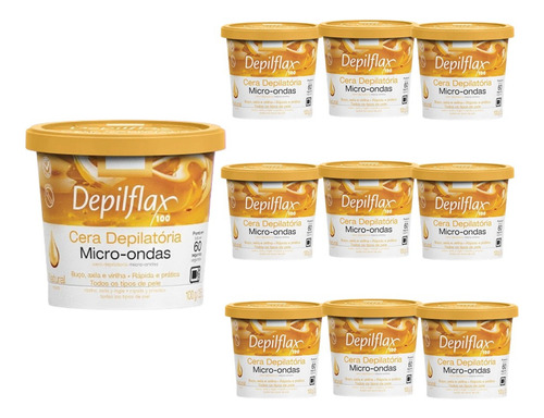 Kit 10 Ceras De Microondas Depilação Natural Depilflax 100g