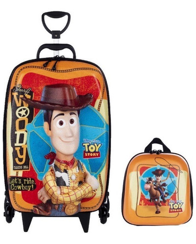 Mochila Escolar De Rodinhas Toy Story Woody 3d Maxtoy