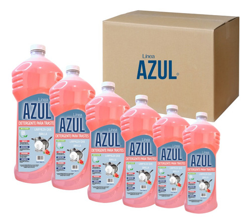 Super Pack 6 Piezas 2 L Detergente Para Trastes Línea Azul