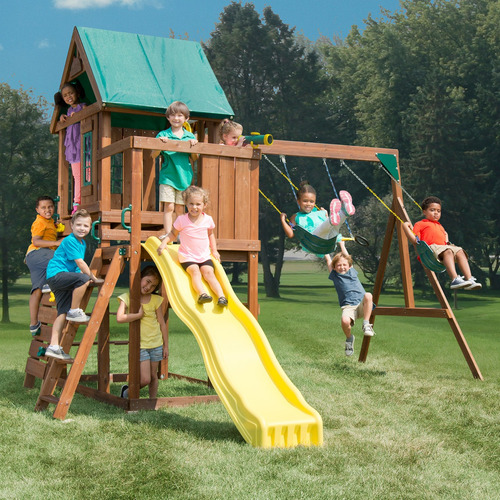 Juego Infantil De Madera Altamont Con Casa, Columpios