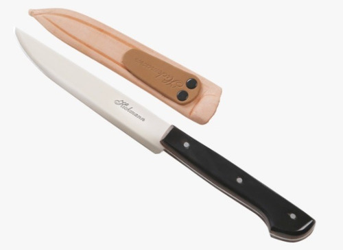 Imagem 1 de 2 de Faca Inox Hickmann Cabo Em Chifre 40/6 Lamina 150 Mm Bainha