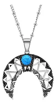 Comprar Collar Color Plata Dije Luna Piedra Natural Turquesa Mujer