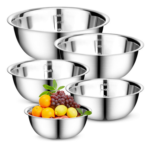 Bowl Acero Inoxidable, Bowls De Cocina De 5 Piezas,