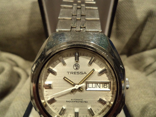 Esplendido Reloj Tressa Automatico Antiguo 1970 Unico Joya!! Acero Cromado Plateado (Usado)