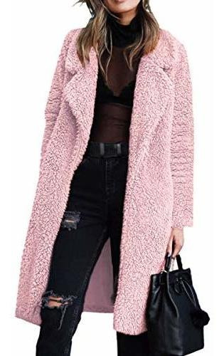 Angashion Mujer Fuzzy Lapel De Polar Abierto Fp8ts