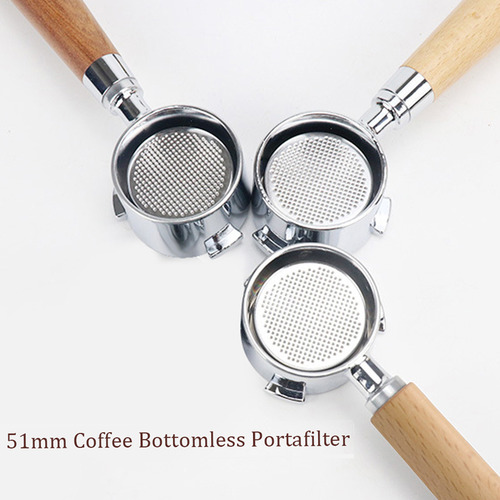 Portafiltro Coffee Bottomless De 51 Mm Y Cesta De Madera