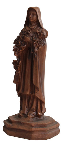 Resina 15 Cm Sta Terezinha Pintura Efeito Madeira