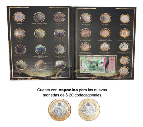 Álbum Para Monedas Y Billetes Conmemorativos De $20 Pesos