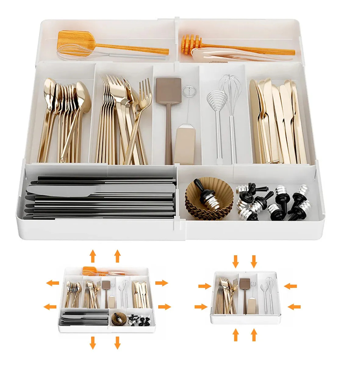 Cocina Organizacion De Cajones 9 Compartimentos Extensible Plastico Blanco
