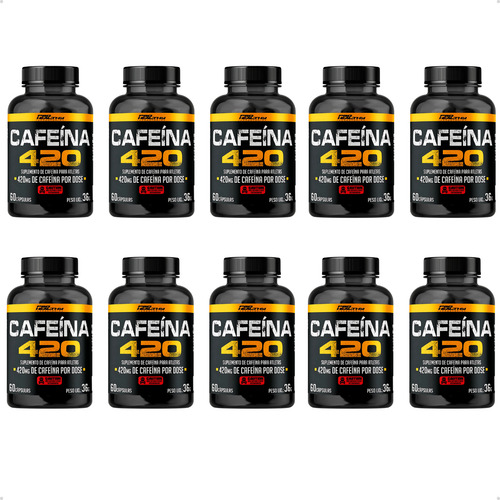 Cafeina Anidra Cafeina 420mg Termogenico - 10x Potes 60 Caps Sabor Sem sabor