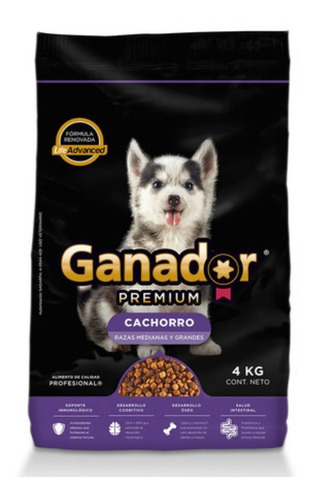 Alimento Ganador Premium para perro cachorro de raza mediana y grande sabor mix en bolsa de 4kg