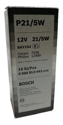 Imagen 6 de 7 de Par De Ampolletas Bosch P21/5w 12v Globo Grande Est.