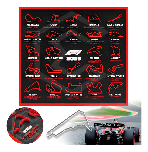 Cuadro Mapa Circuitos Pistas Formula 1 F1 Temporada 2025