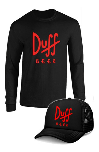 Camibuso Manga Larga Duff Beer Con Gorra Combo