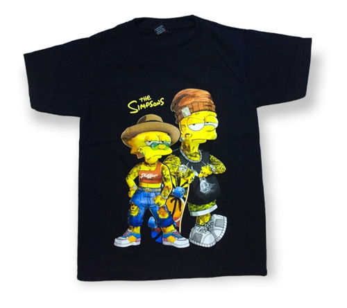 Camisetas Estampada Niños Bart Y Lisa Simpson Tatto
