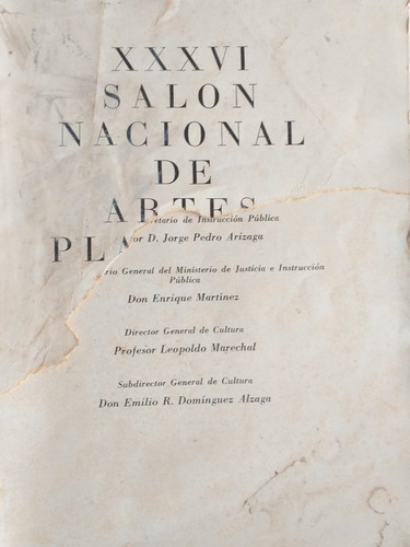 Catalogo Xxxvi Salón Nacional Artes Plásticas 1946 Premios