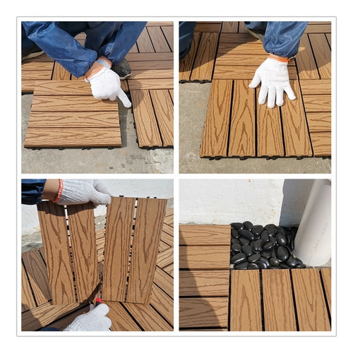 Baldosas Deck Wpc 30x30cm Rayado Para Exterior