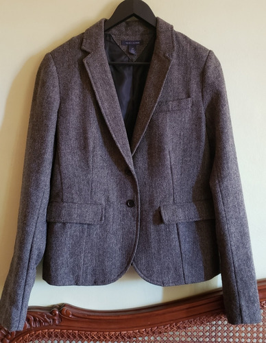 Blazer/chaqueta Forrada 42% Lana Color Gris Y Negro Tall S