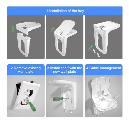 Imagen 5 de 5 de Mini Repisa De Pared Para Toma Corriente Carga Celular