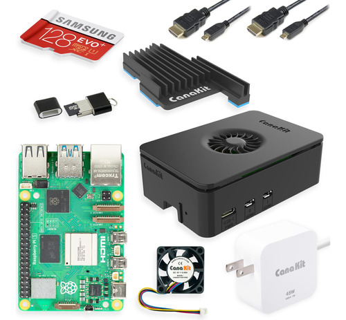 Canakit Raspberry Pi 5 Starter Kit Pro - Turbina Negro (128.