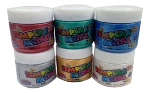 Tempera Pintura Sta Señorita Pote 250g Colores Metal Color Azul