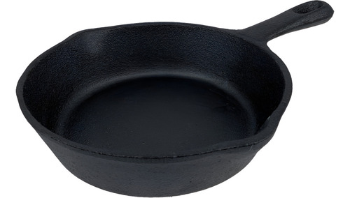 Sarten De Hierro Fundido Y Base De Madera Mini 14 Cm Vencort Color Negro
