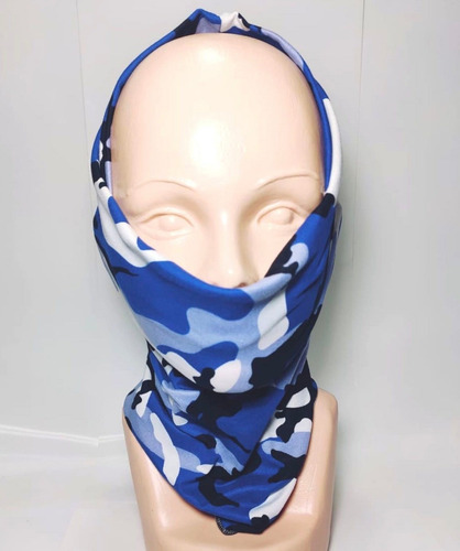 Bandana Tipo Buff Mascara Moto Ciclismo Pesca Woodland Azul