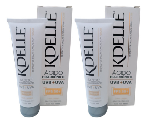 Protector Solar Facial Con Color/ac. Hialurónico Kdelle 2pza