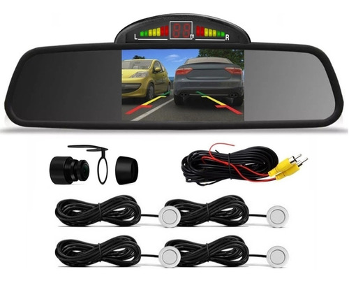 Kit Câmera De Ré + Retrovisor + Sensor Estacionamento S10 