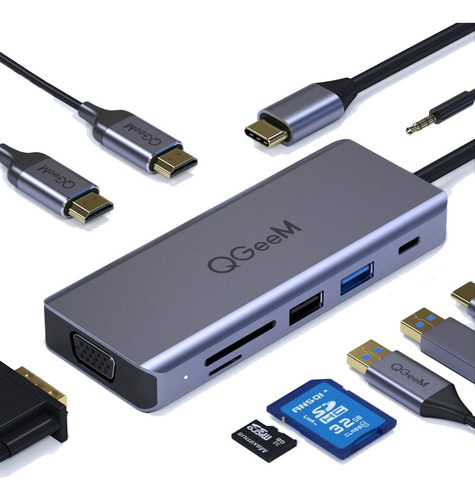 Hub Usb Tipo C Dockstation Dongle Adaptador Tres Monitores