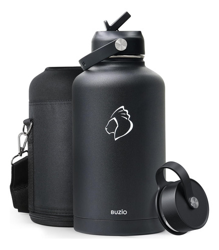 Buzio Botella De Agua Aislada Con Pajita Y Tapa Flexible, Bo