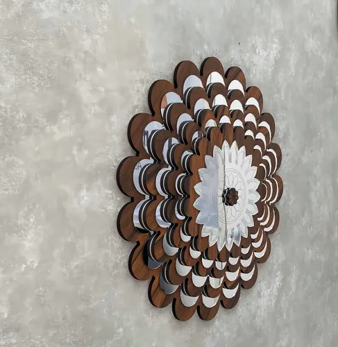 Marco decorativo de madera tipo mandala, 30 cm, 38176, color marrón, marco color marrón