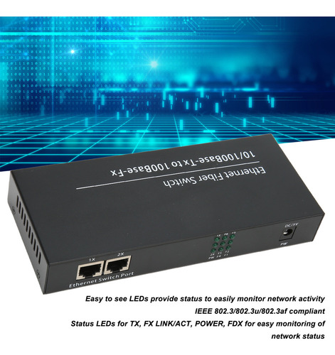 Fibra Ethernet Tx1310nm Rx1550nm, 6 Puertos Ópticos, 2 Eléct