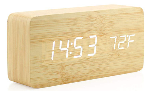 Oct17 Reloj Despertador Digital De Madera, Reloj Despertador