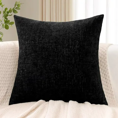 Cojines Decorativos Chenille Negro Para Sofá Y Sala