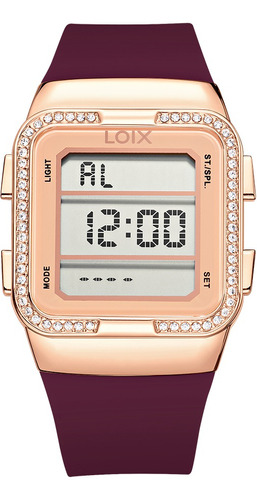 Reloj Mujer Loix® L1259-2 Vinotinto Con Oro Rosa