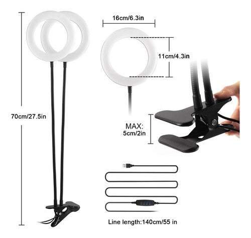 Ring Light Upxdumi Dual De 6 Polegadas Para Laptop E Computa