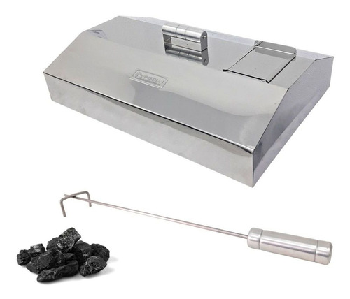Espalhador Brasa Carvão + Abafador Inox 66cm, Churrasqueiras