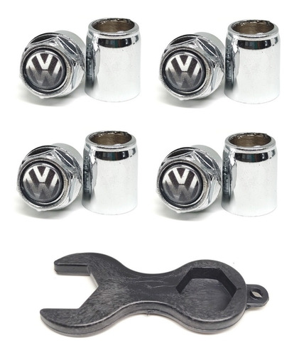 Kit 4 Capa Bico Válvula Pneu C/chave Antifurto Vw Brasilia