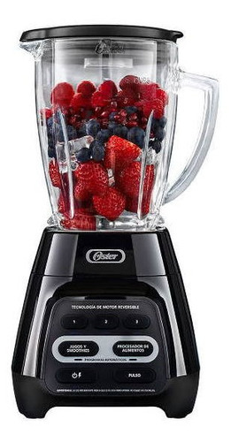 Licuadora Reversible 3 Vel 600 W Vaso Vidrio Oster Negro