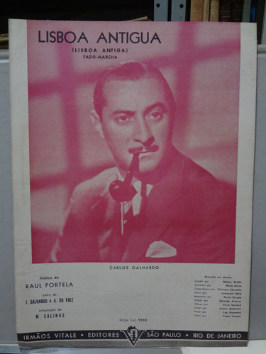 Partitura Lisboa Antiga Raul Portela Canta Carlos Galhardo (Usado)